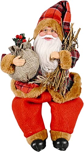 Tuzsocr Weihnachtsdeko Deko Figuren H35cm Weihnachtsmann Figuren Deko Sitzend/Stehend Neujahr Stoff GroßWeihnachtspuppen Herbst Dekor Weihnachtspuppenschmuck Für Home Holiday Dekorationen (B) von Tuzsocr