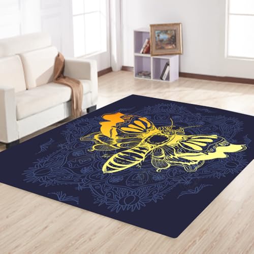 Goldmotten-Teppich für Wohnzimmer, Schlafzimmer, Boho-Motten-Teppich, Heimdekoration, Mann, Jugendliche, Jungen, Wohnheim, Eingangsbereich, dekorative Teppichmatten, 7,6 x 12,7 cm, Bodenmatte für den Goldmotten-Teppich für Wohnzimmer, Schlafzimmer, Boho-Motten-Teppich, Heimdekoration, Mann, Jugendliche, Jungen, Wohnheim, Eingangsbereich, dekorative Teppichmatten, 7,6 x 12,7 cm, Bodenmatte für den von Tveinard