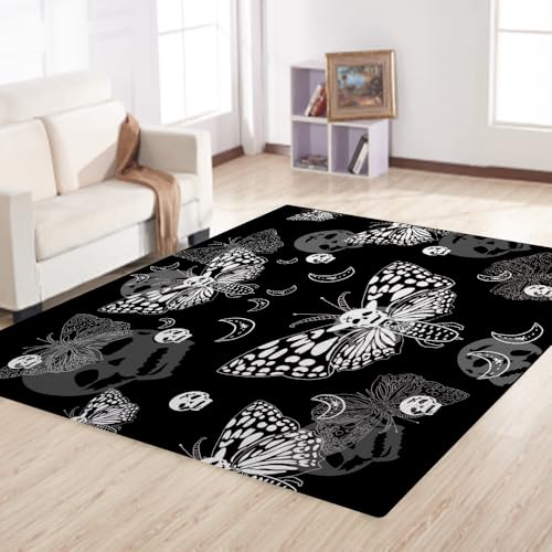 Schwarzer Todesmotten-Teppich für Schlafzimmer, Herren, Gothic-Totenkopf-Halloween-Teppiche für Wohnzimmer, Heimdekoration, Jugendmann, Jungen, gruselig, dekorative Teppichmatten, 7,6 x 12,7 cm Schwarzer Todesmotten-Teppich für Schlafzimmer, Herren, Gothic-Totenkopf-Halloween-Teppiche für Wohnzimmer, Heimdekoration, Jugendmann, Jungen, gruselig, dekorative Teppichmatten, 7,6 x 12,7 cm von Tveinard
