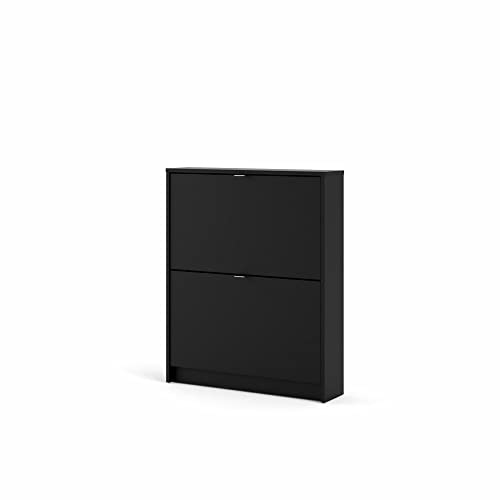 Schuhschrank mit zwei Türen, Farbe Schwarz, 70,3 x 85,2 x 16,55 cm von Tvilum