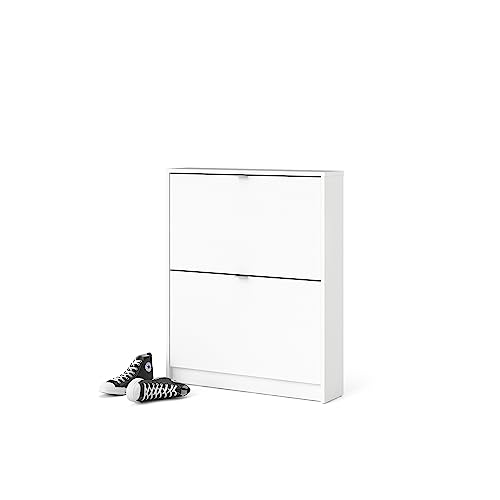 Schuhschrank mit zwei Türen, Farbe Weiß, 70,3 x 85,2 x 16,55 cm von Tvilum