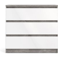 Nada Kommode niedrig mit 3 Schubladen, beton dekor,weiss hochglanz. von Tvilum