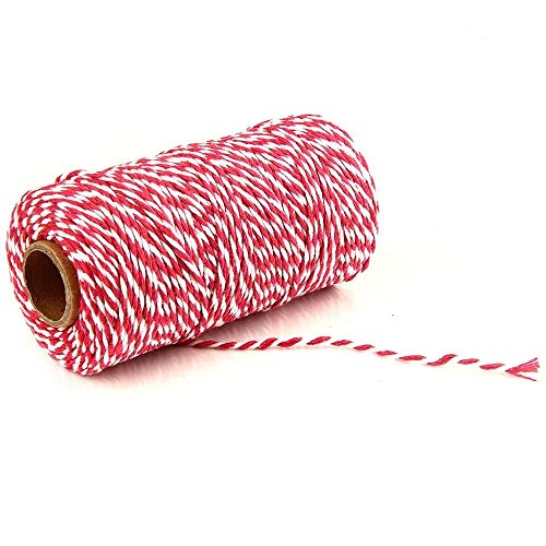 Baumwolle Bakers Twine String,100M Rot und Weiß Bindfäden,für Floristik DIY Handwerk,Verpackung von Tweal