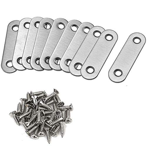 Edelstahl Flachverbinder,10 Stück Edelstahl Flache Ecke Bracket Brackets 2 Löcher Heavy Duty Joining Ausbessern Flache Platte Halterung mit 20 Schrauben (60x16mm) von Tweal