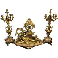 3 Stück Garnitur Mantel Set Kerzenleuchter Lady Angel Hermle Uhren Arbeiten Wow von Tweedeleven