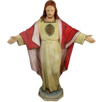 Antike Kirche Altar Statue Jesus Christus Retter Sacred Heart Neo Gothic 1900 Gips 101 cm von Tweedeleven