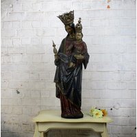 Antike Polychrome Madonna Kinderstatue Kirche Gipssammler 85 cm Antike Polychrome Madonna Kinderstatue Kirche Gipssammler 85 cm von Tweedeleven