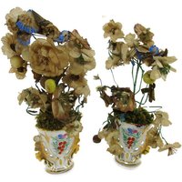 Antikes Paar Porzellan Fan Flair Vasen Blumen Brautstrauß Vieux Paris von Tweedeleven
