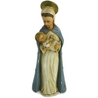 Art-Deco-Jungfrau Maria Madonna Säugling Kind Gips Polychrome Zärtlichkeit Statue von Tweedeleven