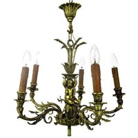 Atemberaubender Kronleuchter 5 Lichter Arme Putti Hollywood Regency Ära Maison Jansen von Tweedeleven
