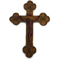 Handgeschnitztes, Aus Holz Hängendes, Verziertes Kruzifix Holz, Kleiner Corpus Jesus Christus von Tweedeleven