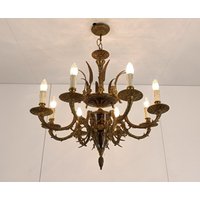 Hollywood Regency Empire Chandelier Verziertes 8 Armiges Putti Engel Guirlandes von Tweedeleven