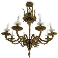 Hollywood Regency Kronleuchter Verziert 8 Arm Putti Engel Guirlandes Federn Spanien von Tweedeleven