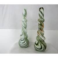 Paar Funky Cased Studio Art Glasvasen Abstrakte Wellen Große Hooped Wunderschöne Paar Funky Cased Studio Art Glasvasen Abstrakte Wellen Große Hooped Wunderschöne von Tweedeleven