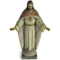Statue Jesus Christus Retter Offene Arme Steingut Polychrome Htf Sammler Vintage von Tweedeleven