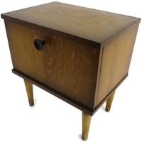 Vintage Funky Nachttisch Holz Mid Century Modern Beistelltisch Kommode von Tweedeleven