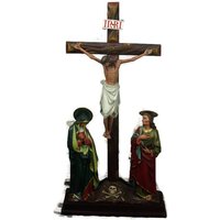 xxl Kirchenqualität 19Th C Plaster Golgatha-Gruppe Kruzifix Johannes Maria Magdalena xxl Kirchenqualität 19Th C Plaster Golgatha-Gruppe Kruzifix Johannes Maria Magdalena von Tweedeleven