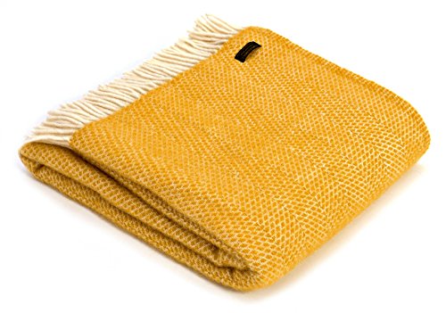 Tweedmill Textiles Decke aus Reiner Schurwolle mit Wabenmuster, goldgelb, hergestellt in Großbritannien von Tweedmill Textiles