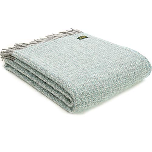 Tweedmill Textiles Illusion Knie-Teppich, Überwurf, Decke, 100 % reine Schurwolle, hergestellt in Großbritannien, Spearmmint und Grau von Tweedmill Textiles