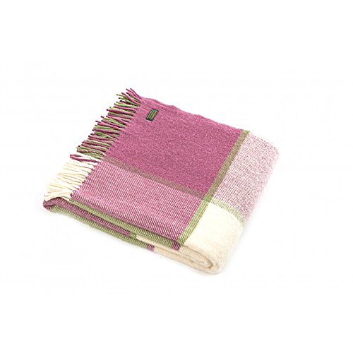 Tweedmill Textiles Lifestyle Block Check Decke aus reiner Schurwolle, Apfel- / Himbeere von Tweedmill Textiles