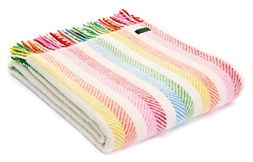 Tweedmill Textiles Lifestyle Decke aus reiner Wolle, Regenbogen-Streifen von Tweedmill Textiles