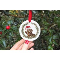 Personalisierte Langhaar Dackel Weihnachtsdekoration I Weihnachtskugel, Welpen Erstes Weihnachten, Neuer Welpe, Hundegeschenk, Hundekugel, Wurst von TweedsideDesignCo