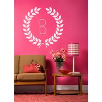 Benutzerdefinierte Monogramm Aufkleber/Benutzerdefinierte Home Decor Boho Kranz Kinderzimmer Dekor Büro Schlafzimmer Wand von Twelve9Printing