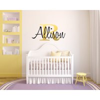 Benutzerdefinierte Name Kinderzimmer Wand Aufkleber Mit Ersten Baby Zimmer Monogramm Benutzerdefinierte Gold Dekor Kindergarten von Twelve9Printing