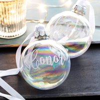 Personalisierte Schillernde Weihnachtskugel, Maßgeschneiderte Funkelnde Weihnachtsverzierung, Handgefertigte Irisierende Weihnachtsdekoration von TwentySevenUK