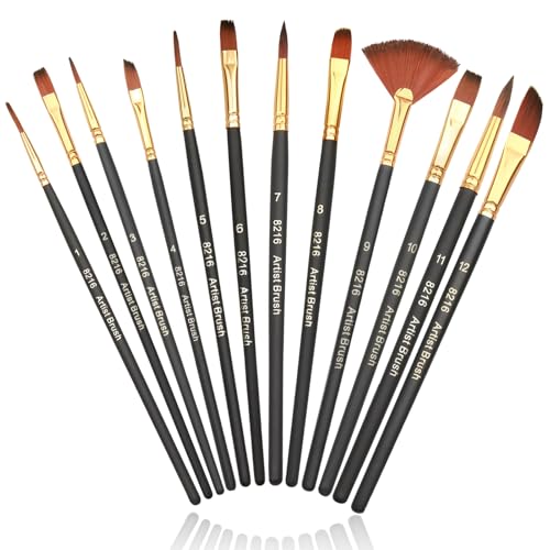 Tweozhui 12 Stück borstenpinsel Set pinselset Kinder Schwarz Acryl Feine Pinsel für Aquarell, Acryl & Ölmalerei, Vielseitige Spitzenformen, Ergonomischer Griff, Hochwertige Nylonborsten, für Anfänger Tweozhui 12 Stück borstenpinsel Set pinselset Kinder Schwarz Acryl Feine Pinsel für Aquarell, Acryl & Ölmalerei, Vielseitige Spitzenformen, Ergonomischer Griff, Hochwertige Nylonborsten, für Anfänger von Tweozhui