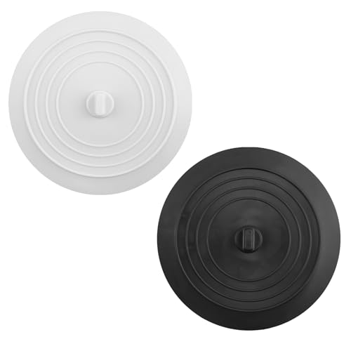 Tweozhui 2 Stück stöpsel spüle stöpsel dusche stöpsel badewanne, Universal Silikon Stöpsel für Spülbecken, Waschbecken und Badewanne, Abflussstopfen für Küche und Bad, 15 cm Durchmesser Schwarz, weiß von Tweozhui