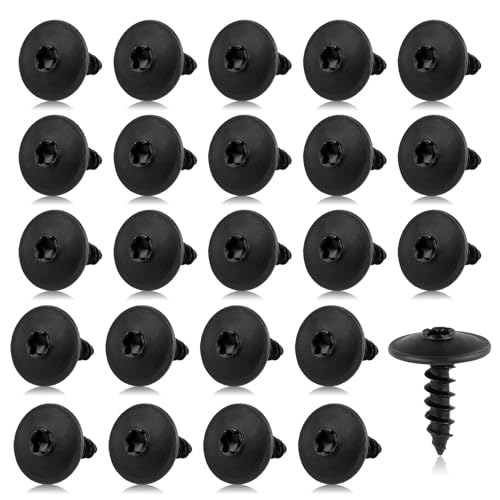 Tweozhui 50 Stück schrauben schwarz rundkopfschrauben, karosserieschrauben, M5x16mm Blechschrauben, Rundkopf für Auto Schutzbleche, Radbögen und Stoßstangen, selbstschneidende schrauben edelstahl von Tweozhui