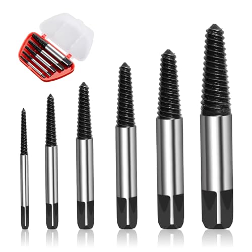 Tweozhui 6 Stück linksdreher set ausdreher Schraubenausdreher Set, Profi Linksausdreher aus Kohlenstoffstahl, Zum Entfernen Beschädigter Schrauben und Rohre, Geeignet für Durchmesser von 4-25 mm von Tweozhui