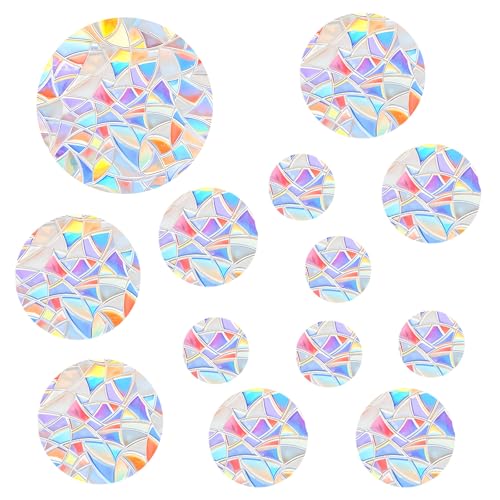 78 Stück Vogelschutz Fenster, PVC Regenbogen Folie Fenster, Kreisstil Prisma Fensteraufkleber Vogelschutz zur Verhinderung von Vogelschlag für Türfenster, Esszimmer, Schlafzimmer, Dekoration von Tweruna
