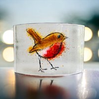 Fusing Glas Kunst Rotkehlchen Kurve von Twicefiredglass