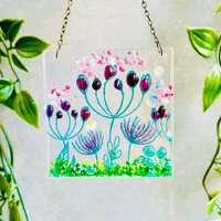 Glas Kunst Blumenaufhänger, Suncatcher, Handcrafted Floral Design, Geschenk Für Sie von Twicefiredglass