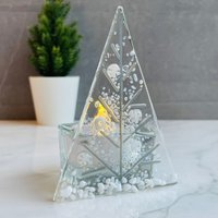 Weihnachtliche Teelicht Dekoration, Fusing Glas Weihnachtsbaum Teelichthalter von Twicefiredglass