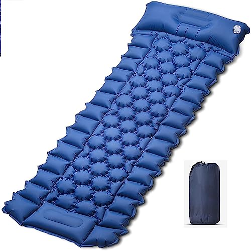 Camping luftmatratze Camping Bed 65x200cm Isomatte Faltbar Outdoor Isomatte Selbstaufblasend Ultraleicht Wasserdicht Luftmatratze mit Fußpresse Pumpe und Kissen für Wandern Backpacking Camping Zelt von Twilight Garage