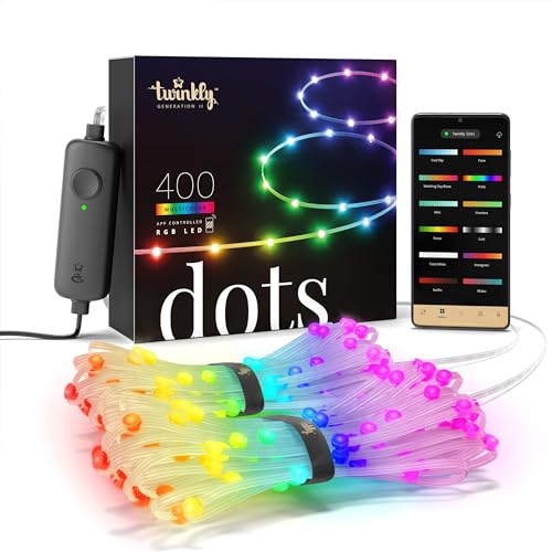 Twinkly Dots - Flexible LED-Lichterkette mit 400 RGB-LEDs - Weihnachtsbeleuchtung für Drinnen und Draußen - App-gesteuerte Weihnachtsdeko, klarer Draht, 20m von Twinkly