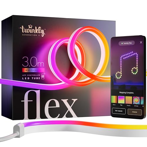 Twinkly Flex 3m, LED-Schlauch Multicolor, Flexibel und Kompatibel mit Alexa und Google Home, Gaming-Lichter, Über 16 Mio. Farben, Stromversorgung über USB-C, App-Steuerung, Weißes Kabel Twinkly Flex 3m, LED-Schlauch Multicolor, Flexibel und Kompatibel mit Alexa und Google Home, Gaming-Lichter, Über 16 Mio. Farben, Stromversorgung über USB-C, App-Steuerung, Weißes Kabel von Twinkly