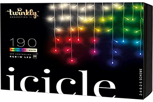 Twinkly Icicle - Hängende Lichterkette mit 190 RGB + rein warmweißen LEDs - Weihnachtsbeleuchtung für Drinnen und Draußen - App-gesteuerte Weihnachtsdeko, klares Kabel von Twinkly