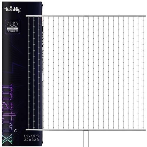 Twinkly Matrix 480 LED RGB, LED-Vorhang mit hoher Dichte, Smarte Mehfarbige RGB Gaming-Lichter, Kompatibel mit Razer Chroma, Omen, Alexa, Google Home, App-Steuerung, Transparentes Kabel, 1m x 1m von Twinkly