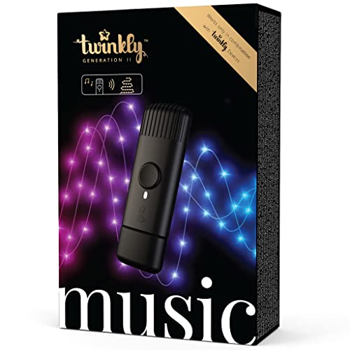 Twinkly Music, Sound Sensor für LED-Lichter, Bluetooth und Wi-Fi Sensor zur Synchronisierung mit Musik und Smarten Lichtern über App, Stromversorgung über USB, Schwarz von Twinkly
