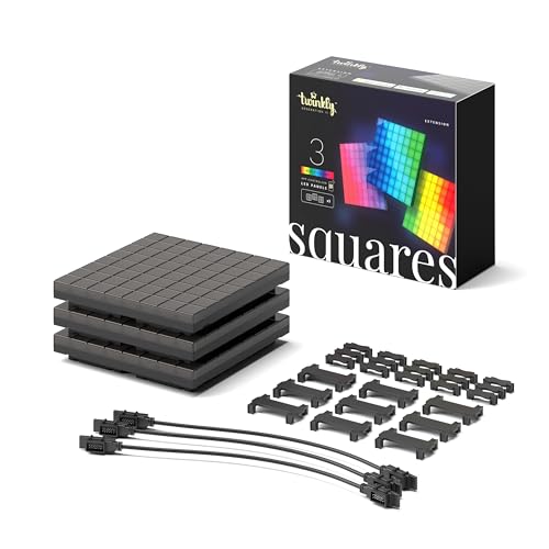 Twinkly Squares Extensions - RGB LED-Lichtpaneele, App-gesteuert - Kacheln arbeiten mit Twinkly Squares Starter Kit - Smart Home Lichtdekoration, Schwarz von Twinkly