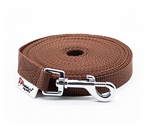 Twinkys Dog Style Hundeleine Schleppleine OHNE Handschlaufe Braun 5 Meter 20 mm breit für Hunde bis 50 kg Made IN Germany von Twinkys