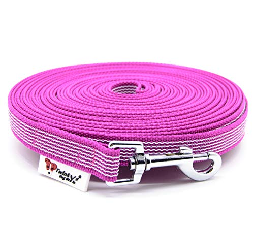 Twinkys Dog Style Schleppleine Hundeleine gummiert 20 mm breit für Hunde bis 50 kg - OHNE Handschlaufe 15 Meter Pink Made IN Germany von Twinkys