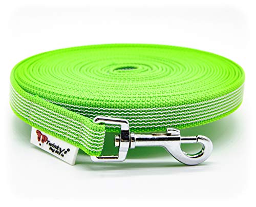 Twinkys Dog Style Schleppleine Hundeleine gummiert 20 mm breit für Hunde bis 50 kg - MIT Handschlaufe 7,5 Meter Neon Grün Made IN Germany von Twinkys