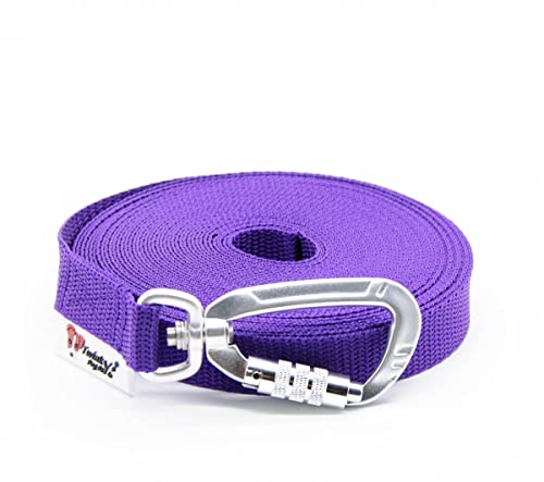 Twinkys Dog Style Hundeleine Schleppleine MIT Handschlaufe mit Sicherheitskarabiner 20 mm breit für Hunde bis 50 kg 30 Meter, Lila Made IN Germany von Twinkys