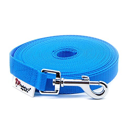 Twinkys Dog Style Hundeleine Schleppleine OHNE Handschlaufe Blau 15 Meter 20 mm breit für Hunde bis 50 kg Made IN Germany von Twinkys