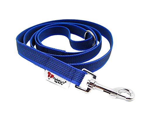 Twinkys Dog Style Kurze Führleine gummiert mit Handschlaufe, Länge 160 cm, Breite 20 mm, für kleine und große Hunde geeignet Made in Germany Blau von Twinkys